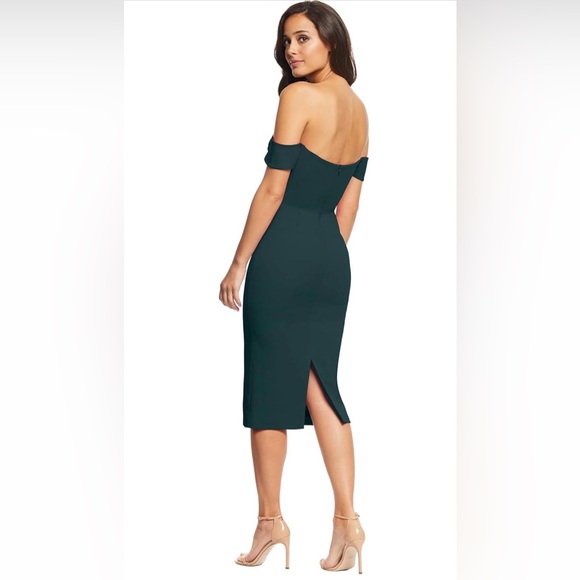 NWT-Dress the Population Women's Bailey Off the Shoulder Sweetheart Bodycon Midi - Picture 3 of 9